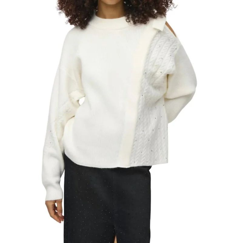 Amazing design Embellished Crew Neck Sweater In Ivory