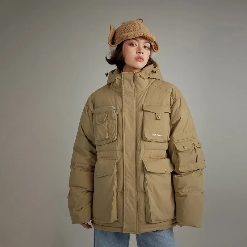 Personalized Clothing Elegant And Noble Hooded Multi-Pocket Padded Jacket