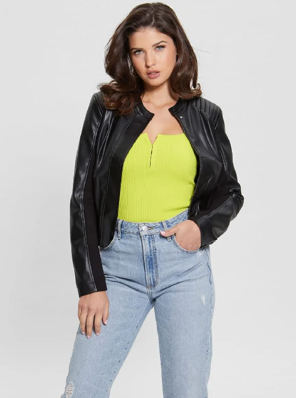 Boutique Recommendation Casual Style Black Fiammetta Leather Jacket