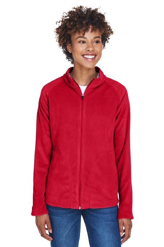 Sports Casual Style Team 365 Womens Campus Pill Resistant Microfleece Full Zip Jacket - Red