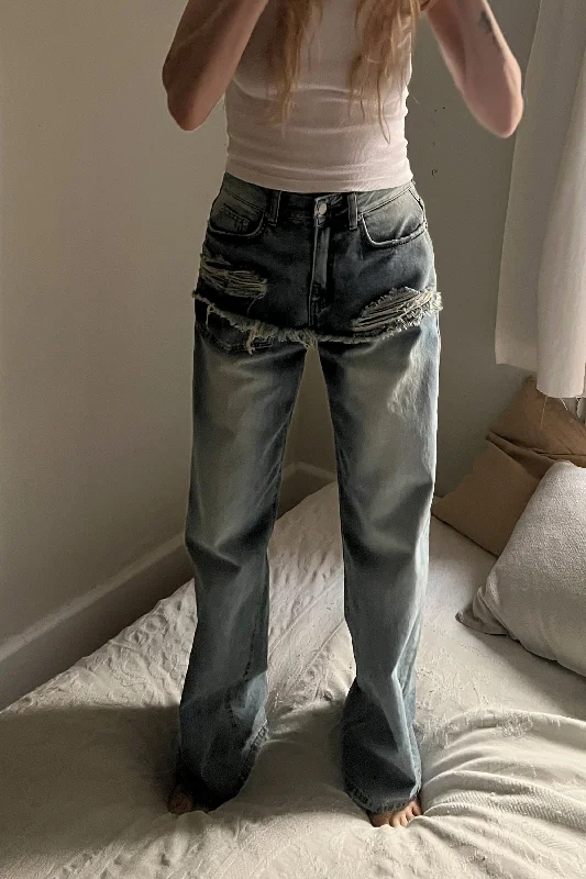 High-quality fabrics LAYERED EFFECT JEANS