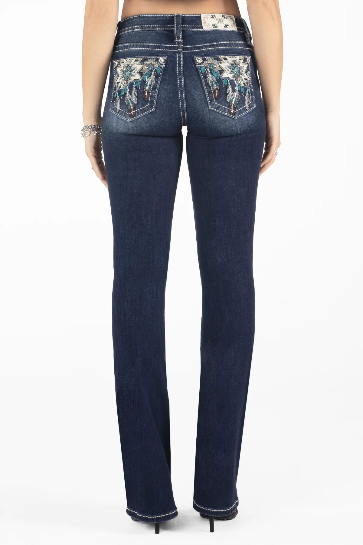 Multifunctional Style Boutique Recommendation Miss Me Women's Mid Rise Boot Cut Jean, Blue