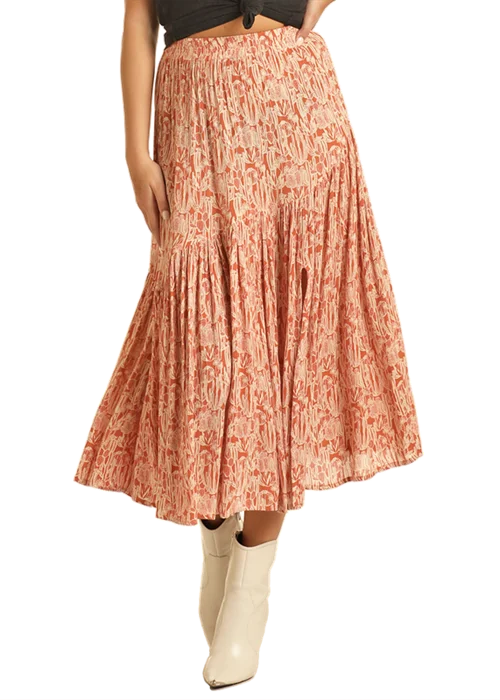 Cute Design Simple Matching Women's Rock & Roll Cowgirl Midi Skirt #BW69B03871