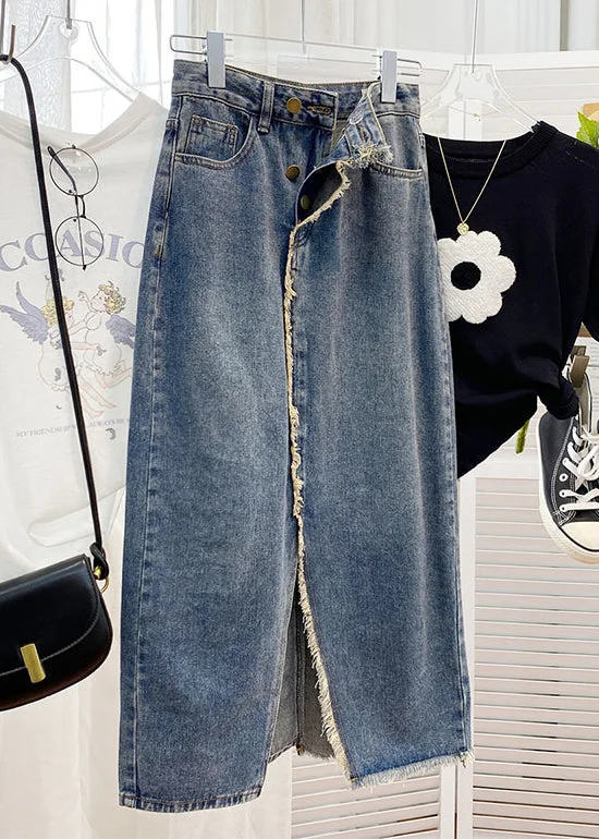 Sports Trend Personalized Clothing Loose Blue Side Open High Waist Denim Skirt Summer Sports Trend Personalized Clothing Loose Blue Side Open High Waist Denim Skirt Summer