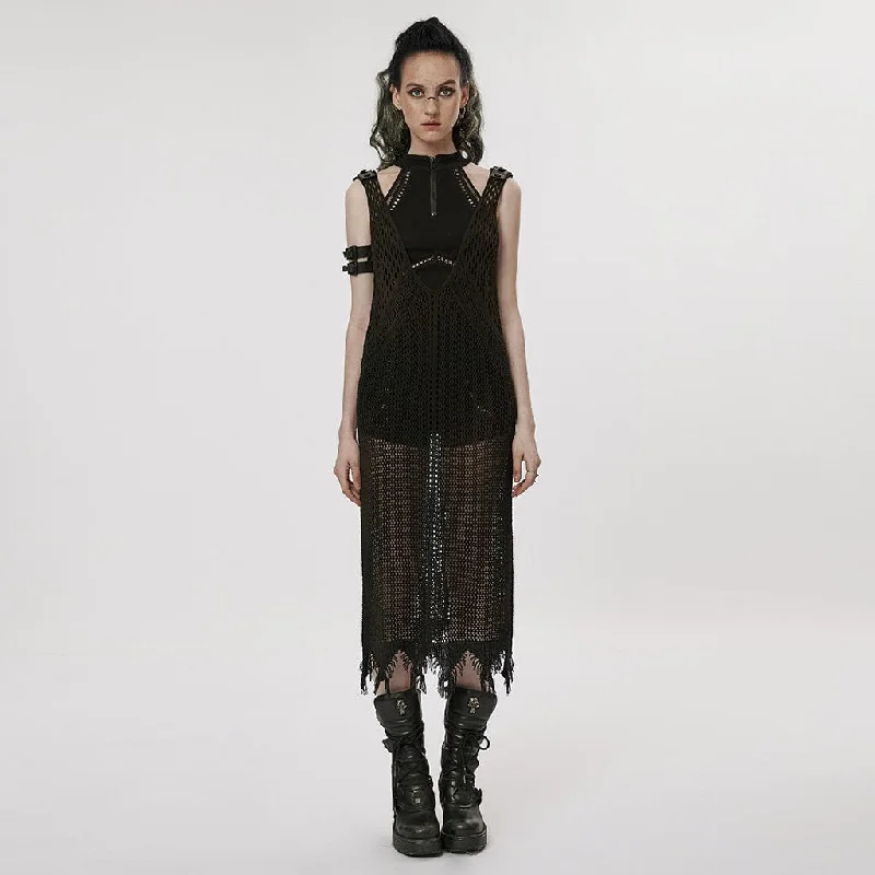 New Products Women's Gothic Plunging Mesh Slip Dress