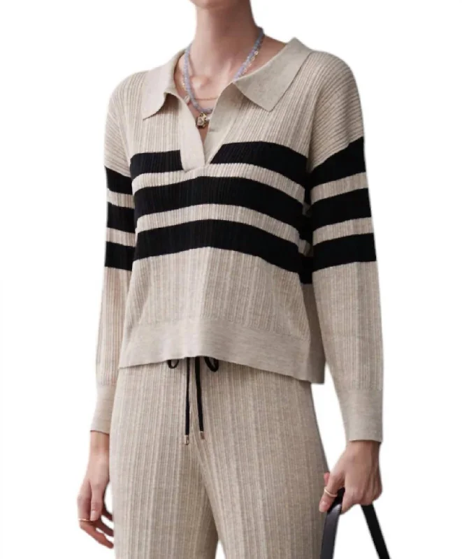 Elegant Style Heloise Knit Jumper In Almond/noir