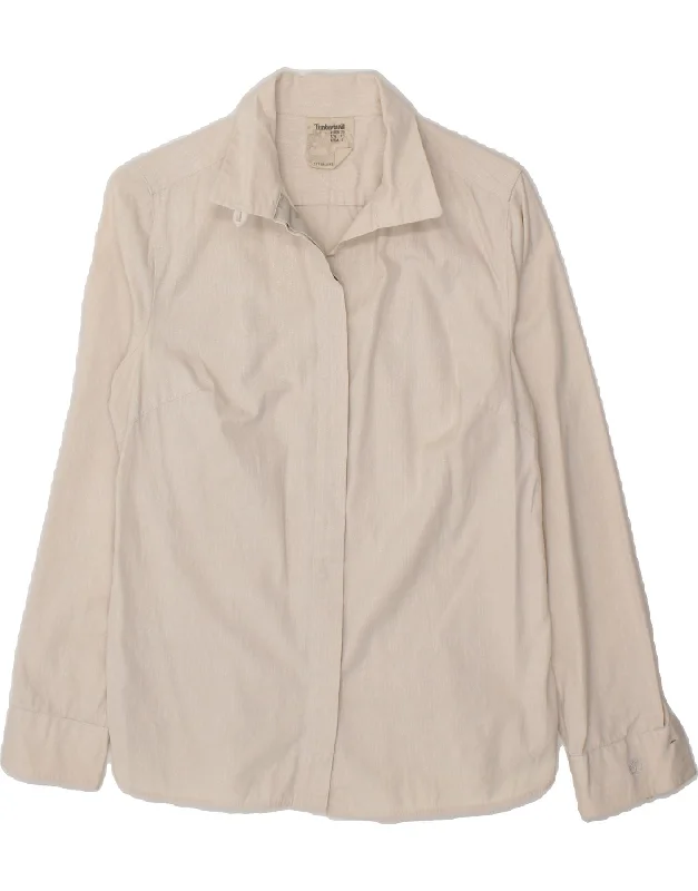 High-end Fashion Exquisite Fabrics TIMBERLAND Womens Shirt UK 10 Small Off White Striped Cotton
