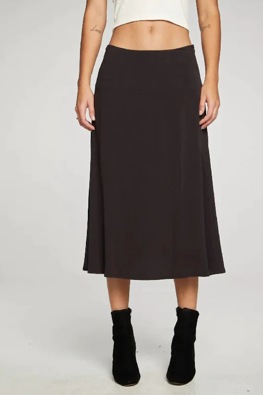 Innovative Design Flouncy Side Slit Midi Skirt In Phantom