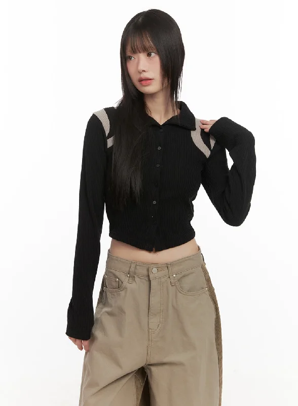 Sweet Style Eye-catching Personality Buttoned Slim-Fit Cropped Cardigan CD426