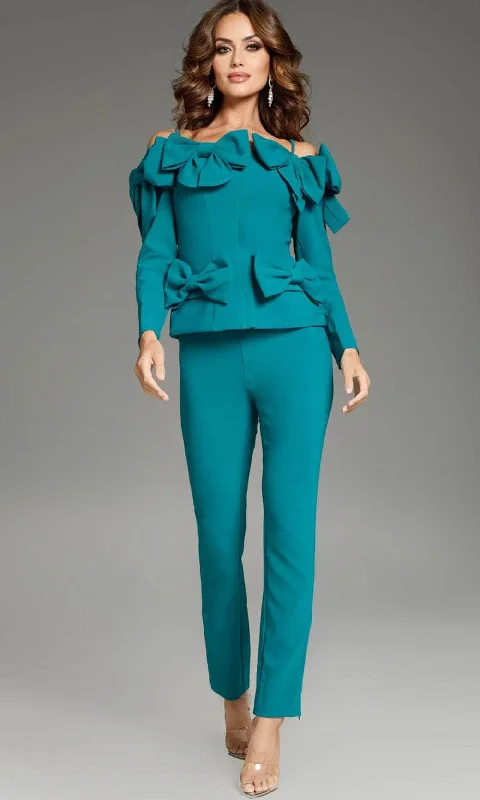 High Street Fashion Elegant Tailoring Jovani 39840 - Spaghetti Straps Seams Pant Suit