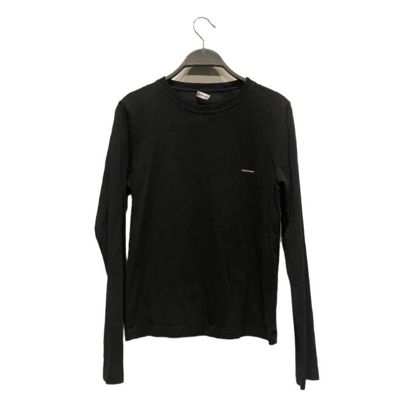 High Street Fashion Classic BALENCIAGA/LS T-Shirt/M/Cotton/BLK/SMALL LOGO
