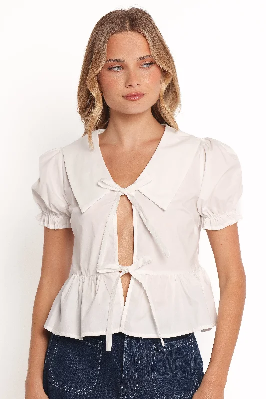 Sports And Leisure Celebrity Must-have Cypressa Tie Front Top - White