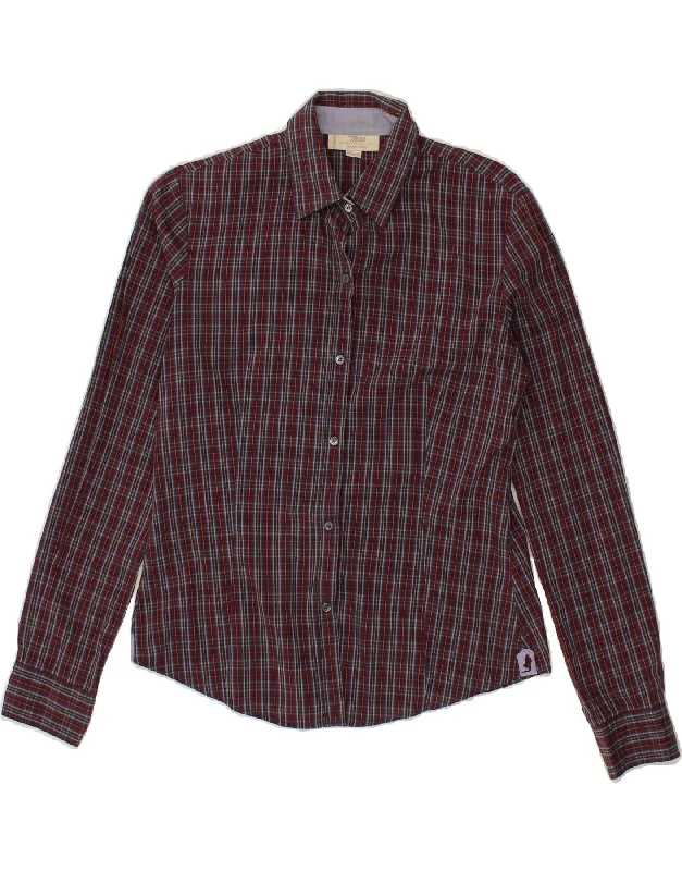 Comfortable And Cold-proof Cute Style MARLBORO CLASSICS Womens Shirt IT 42 Medium Burgundy Check Cotton Comfortable And Cold-proof Cute Style MARLBORO CLASSICS Womens Shirt IT 42 Medium Burgundy Check Cotton