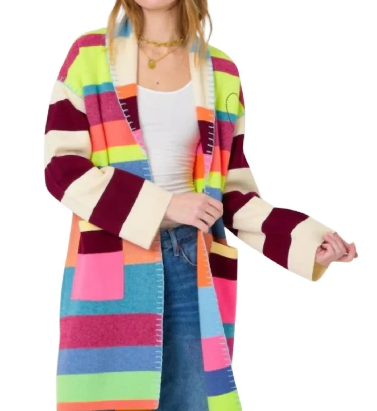 Sports Cool Shawl Collar Duster In Multi