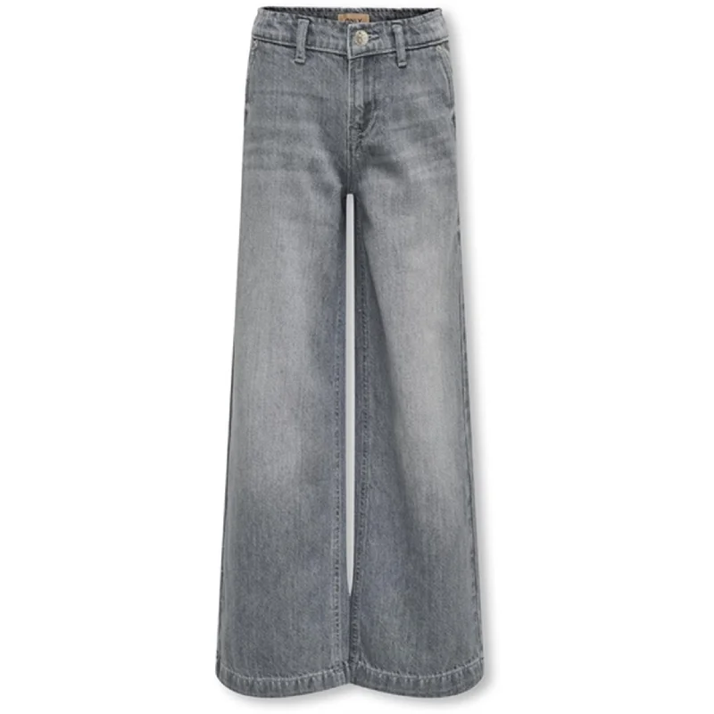 Personalized Series Relaxed And Casual Kids ONLY Medium Grey Denim Comet Wide Leg Denim Jeans Noos