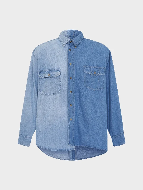 Personalized Wear Soft And Comfortable Classic Denim Shirt Mid Light Blue