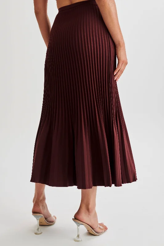 Elegant And Lazy Twyla Pleated Suiting Maxi Skirt - Plum