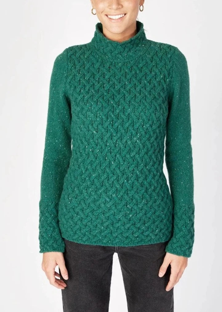Versatile Items Bright Colors IrelandsEye Women's Trellis Aran Sweater | Green Garden