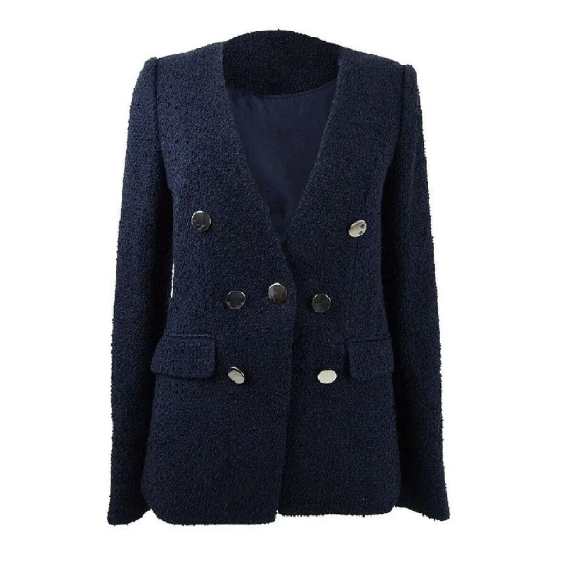 Cute Design Outdoor Trend Calvin Klein Women's Double-Breasted Textured Blazer Blue Size 8 Cute Design Outdoor Trend Calvin Klein Women's Double-Breasted Textured Blazer Blue Size 8
