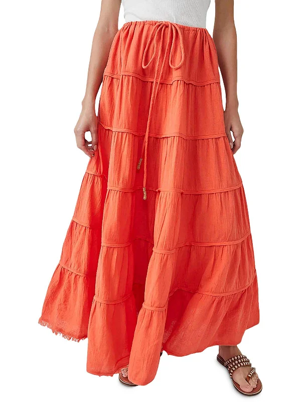 Celebrity Must-have Short Design Smitten Womens Tiered Cotton Maxi Skirt