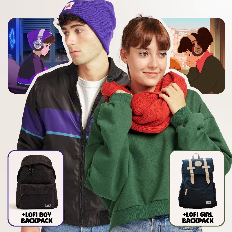 Classic Style Casual Style Lofi Boy & Lofi Girl Outfit Set w/ Backpacks