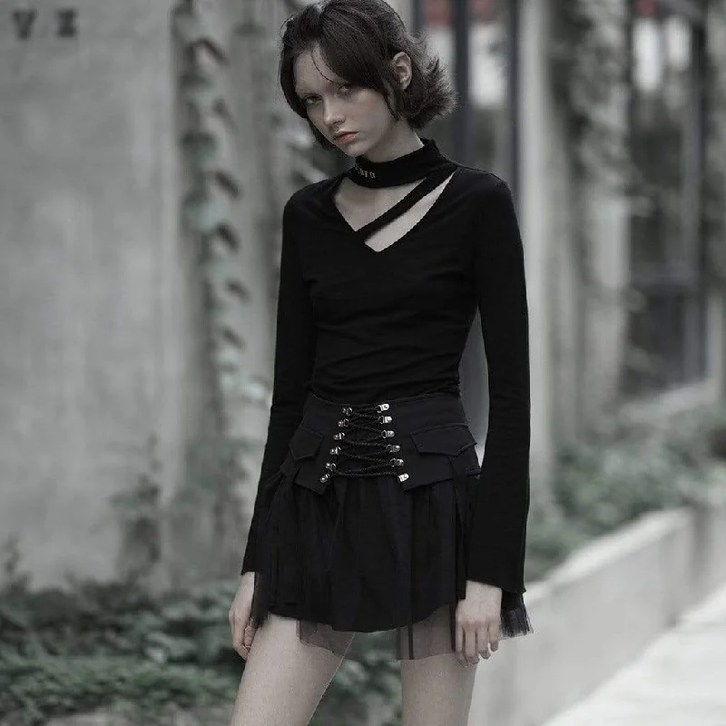 Sports litigation style Women's Goth High-waisted Lacing Multi-layered Mesh Skirts