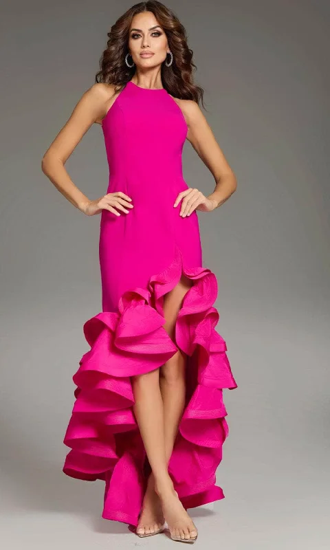 French Style Jovani 39893 - Strappy Detailed Halter Neck Prom Gown
