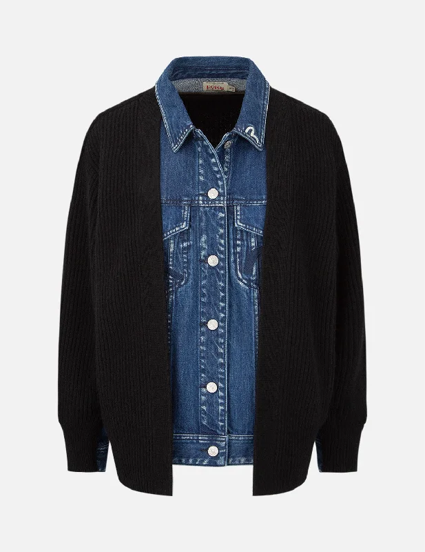 Warm Atmosphere Romantic And Fresh Fabric Blocking Denim Shirt Jacket