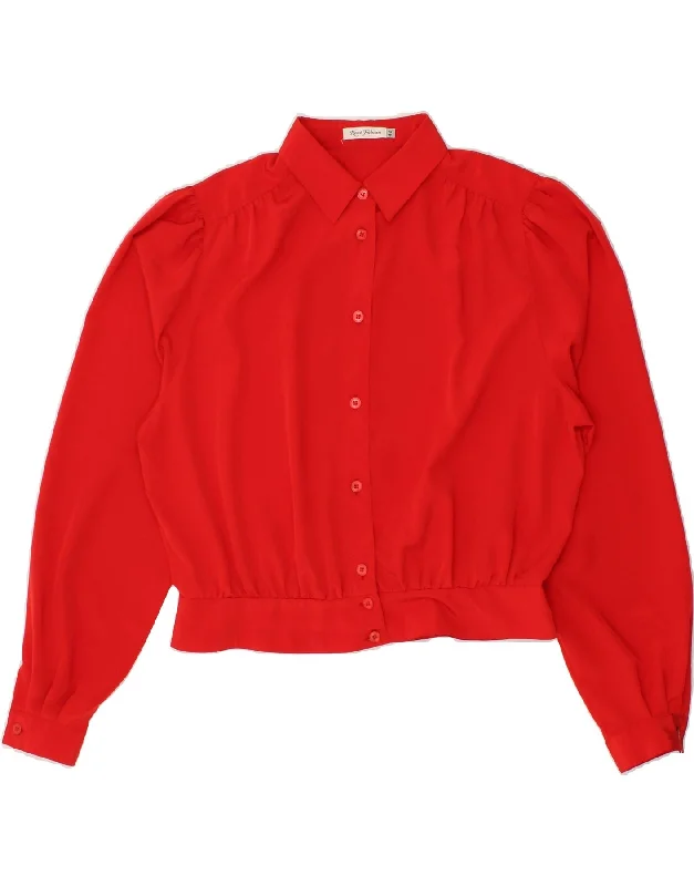 Must-have For Fashion British Style VINTAGE Womens Shirt Blouse EU 42 Large Red