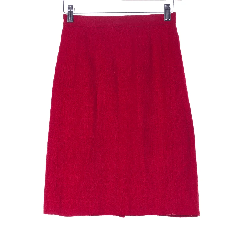 Celebrity Must-have Fashion Design Edina Ronay 100% Red Silk Skirt UK Size 8