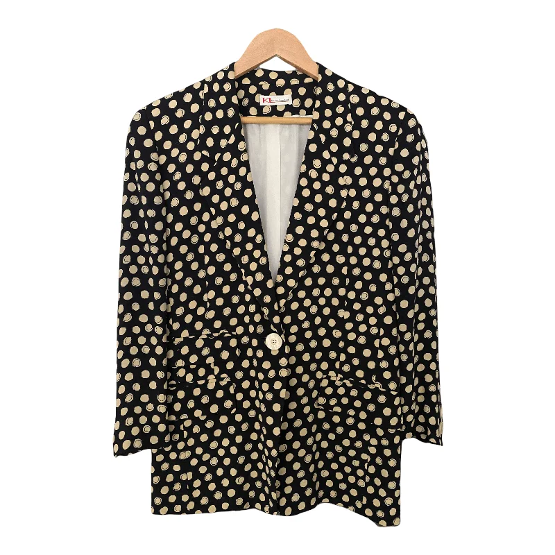 High Street Design Urban Sense KL by Karl Lagerfeld Vintage Single Breasted Jacket Ble with Cream Spots.  UK SIze 10