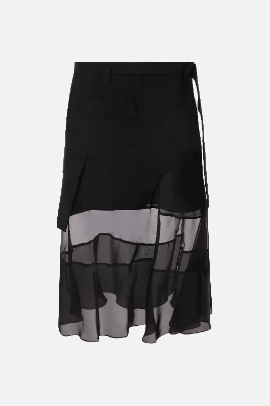 Elegant And Lazy wool blend asymmetric skirt with belt