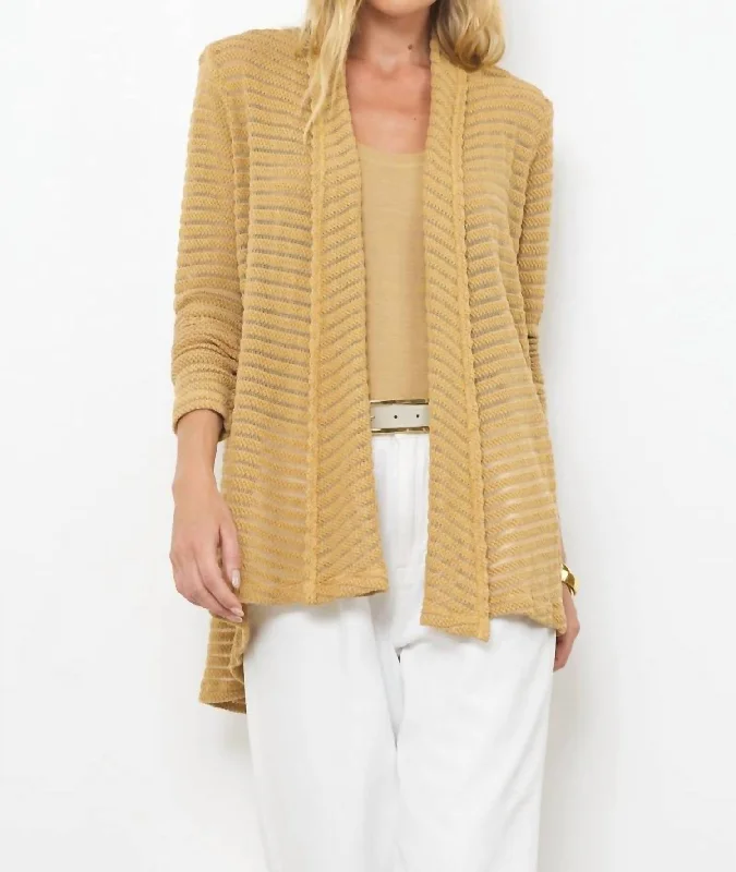 Sports outdoor style Iris Stripe Cardigan In Wheat