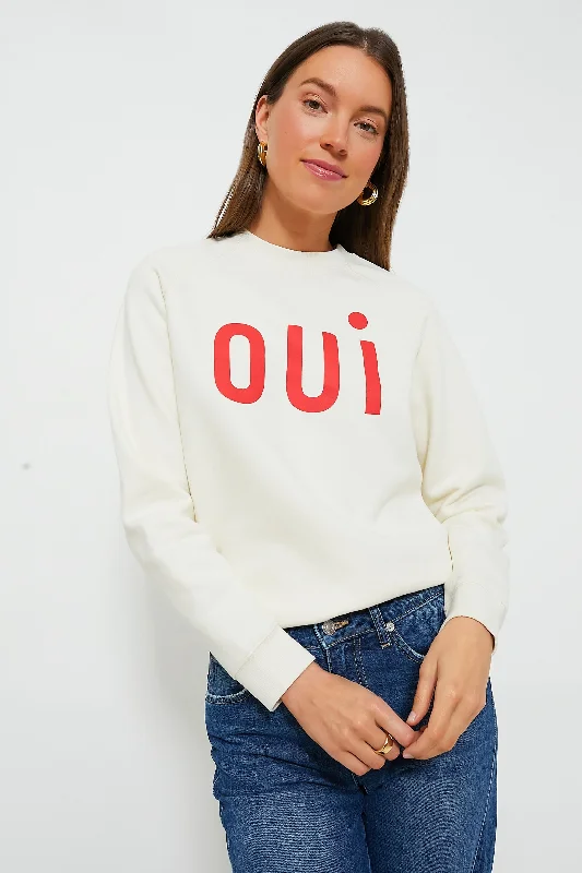 Comfortable Fashion Elegant Design Cream with Bright Poppy Oui Sweatshirt