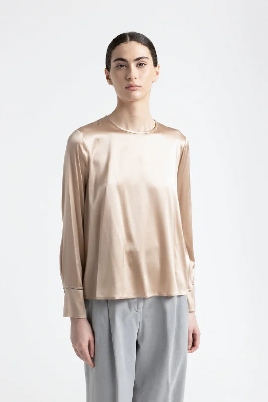 Comfortable Fashion Double-sided Wear Silk satin shirt with Punto Luce