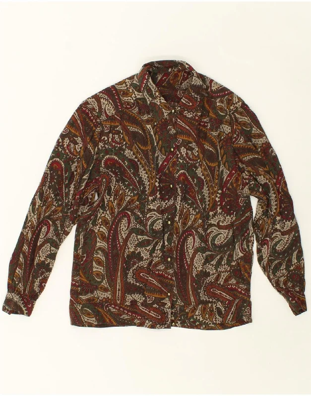 Lazy Home Diamond Series VINTAGE Womens Shirt UK 14 Large Brown Paisley