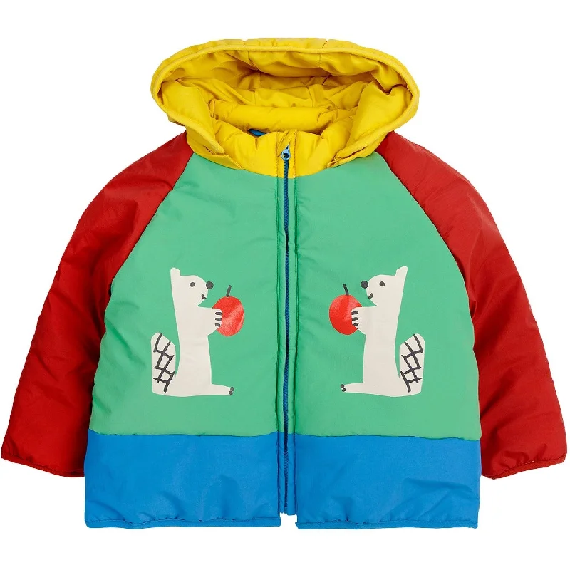 Windbreaker fashion Bobo Choses Green Hungry Squirrel Hooded Anorak