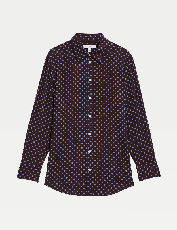 Versatile Items Unique Design Printed Collared Blouse