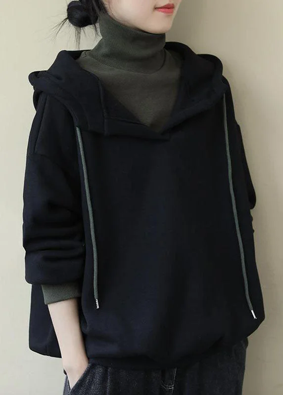 Avant-garde Design Personalized Clothing Italian Black Hooded Patchwork Fine Cotton Filled Sweatshirt Streetwear Spring Avant-garde Design Personalized Clothing Italian Black Hooded Patchwork Fine Cotton Filled Sweatshirt Streetwear Spring