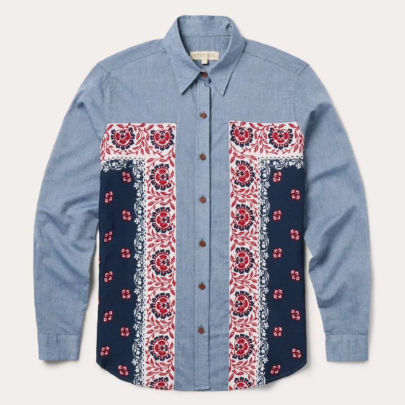 Refreshing Design Sports Fashion Chambray Bandana Shirt