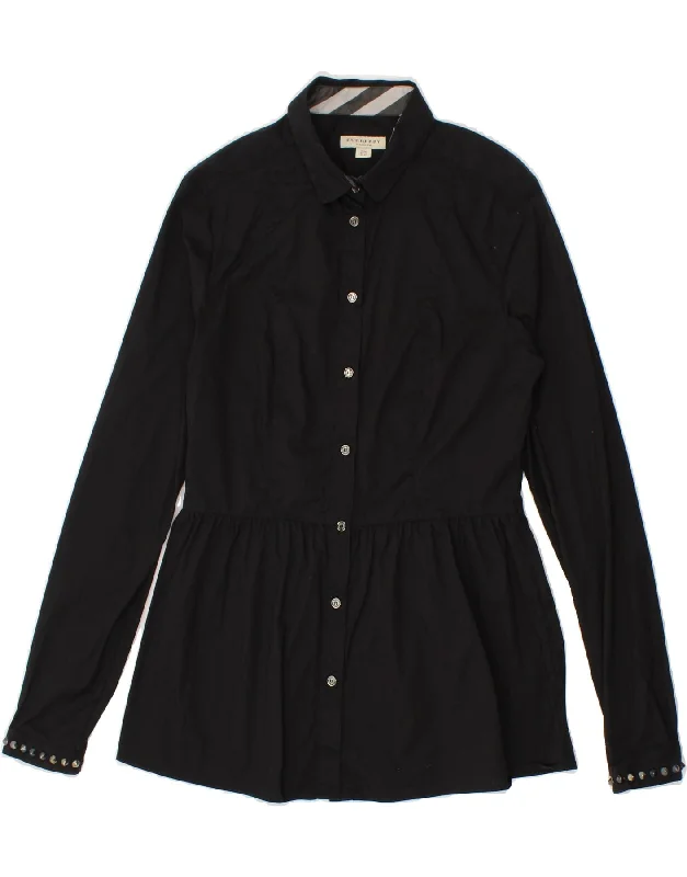 Sports Express BURBERRY Womens Shirt UK 10 Small Black Cotton