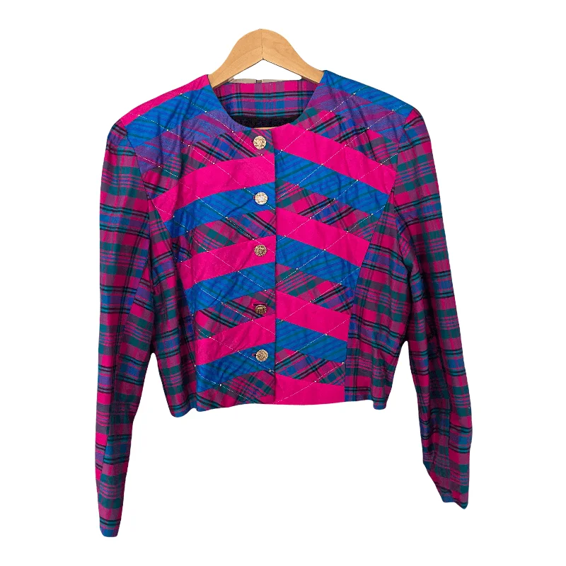 Autumn Selection Bottom And Versatile Jenny Edwards-Moss Pink Tartan Silk Bolero Jacket UK Size 12