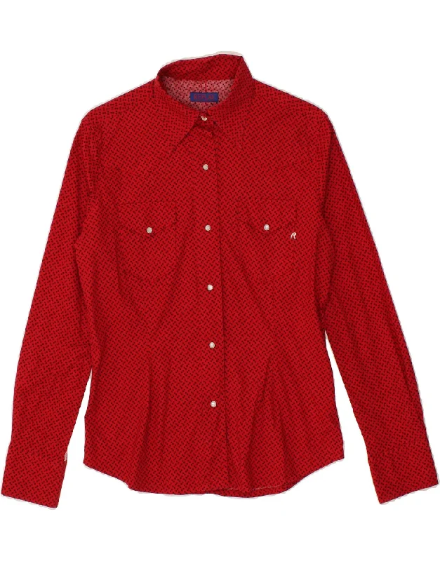 Fashionable And Fashionable Autumn Selection REPLAY Womens Shirt UK 14 Large Red Spotted Cotton