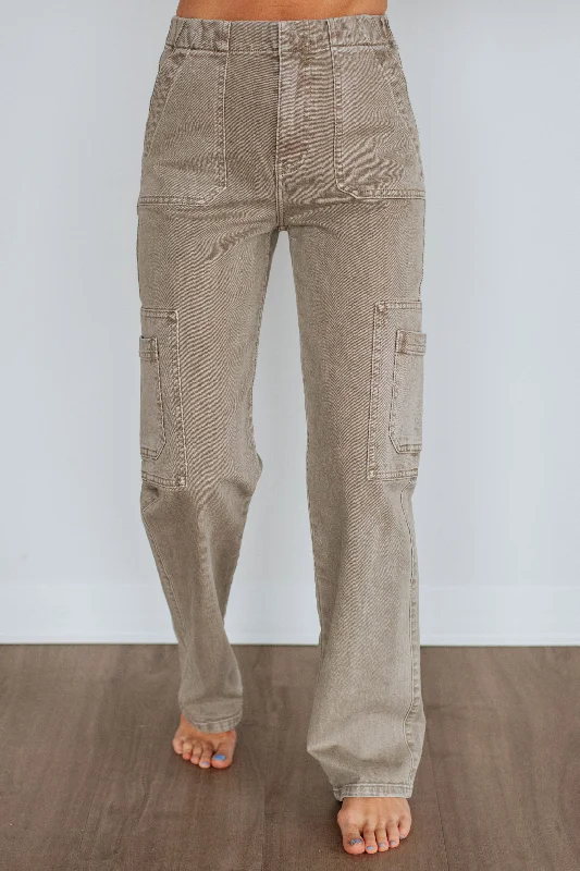 Basic Version Sports Design Aubrey KanCan Jeans - Khaki