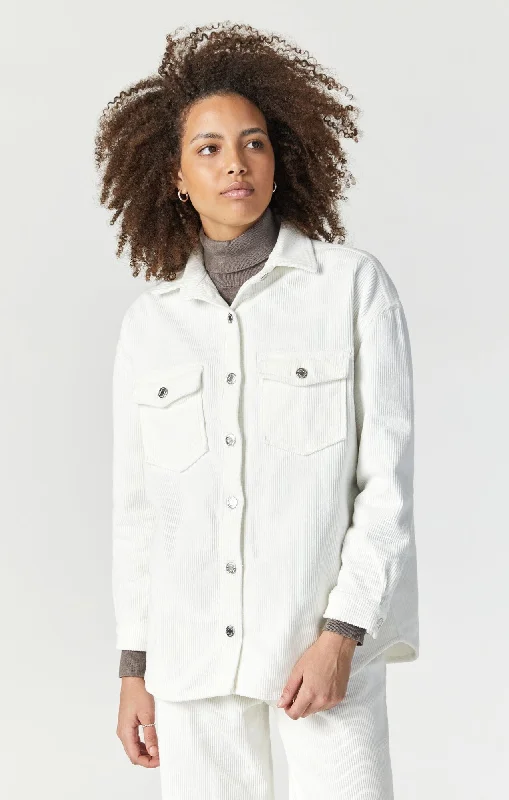 Editorial Design Elegant Tailoring LIVIA OVERSIZED DENIM SHIRT IN OFF-WHITE CORD