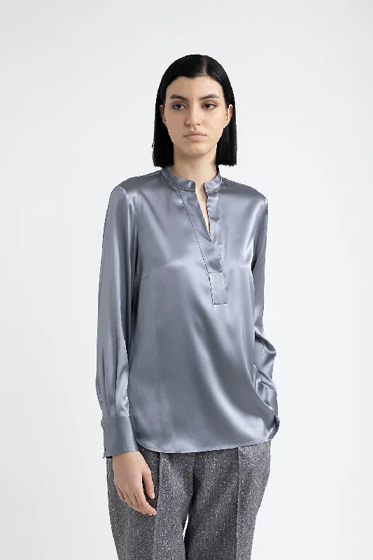 Exquisite Design Bright Colors Shiny silk satin shirt