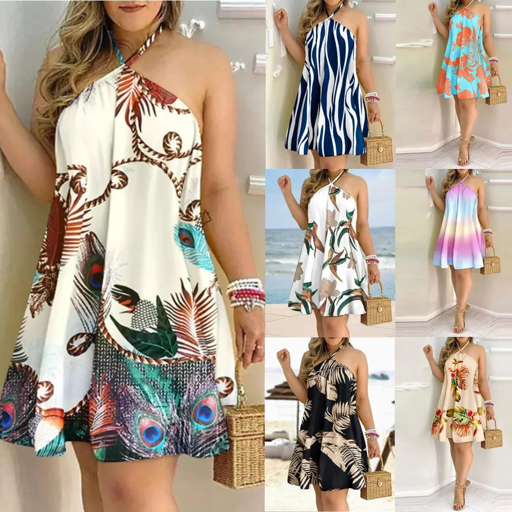 Fresh And Fashionable Youthful Street Fashion Summer Bohemian Style High Waist Pleated Short Skirt Dress - Elegant Casual Dress for Women