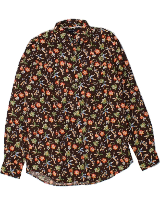 Hip-hop Style LANDS END Womens Shirt US 6/8 Small Brown Floral Cotton