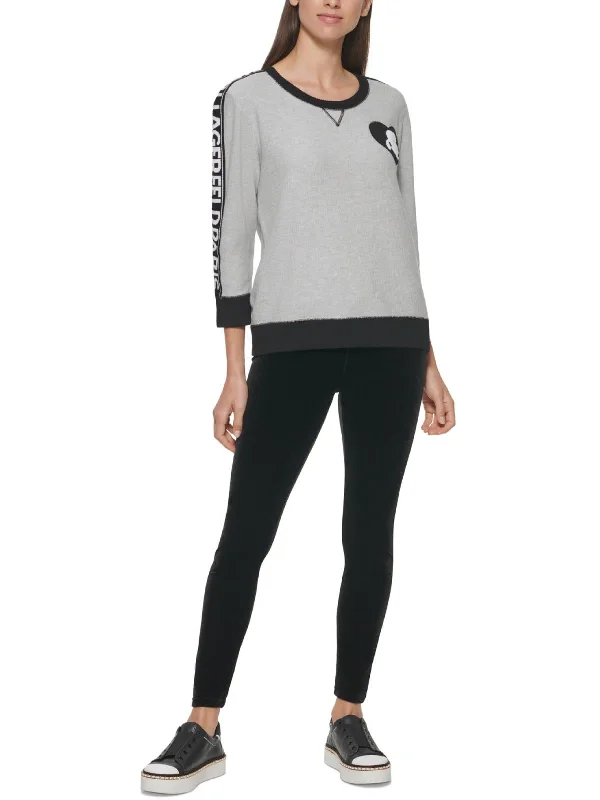 Fashion Selection Elegant Temperament Womens Patch Logo Pullover Sweater