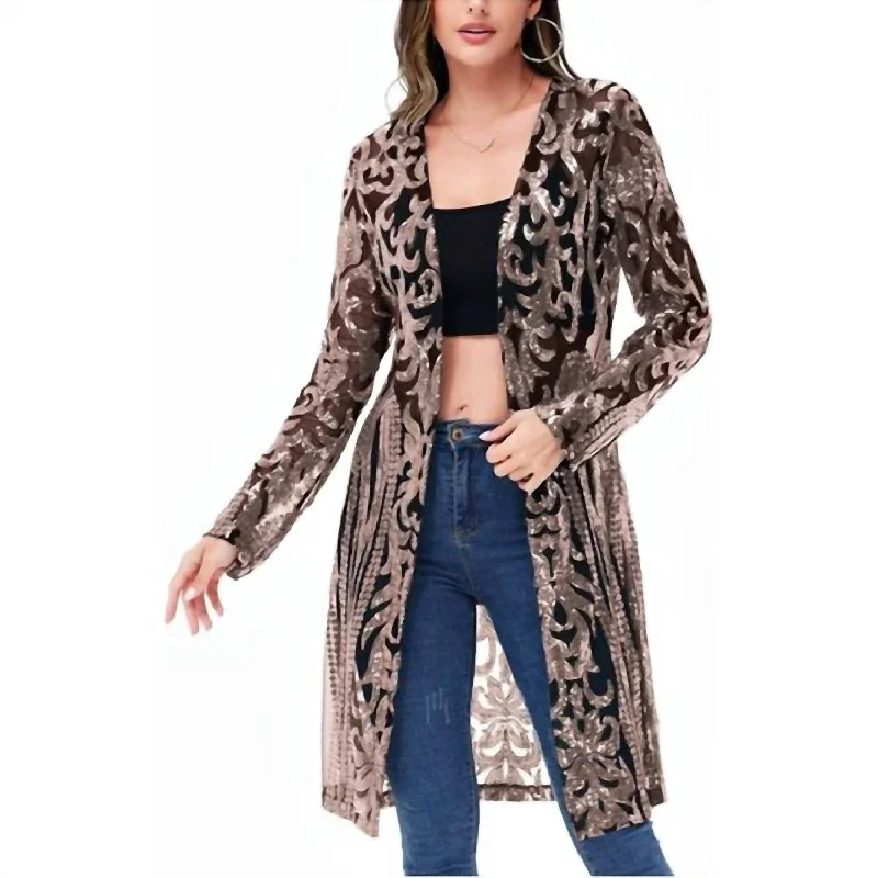 New Products Spiritual Vitality Glamorous Sequined Mesh Cardigan In Black Gold